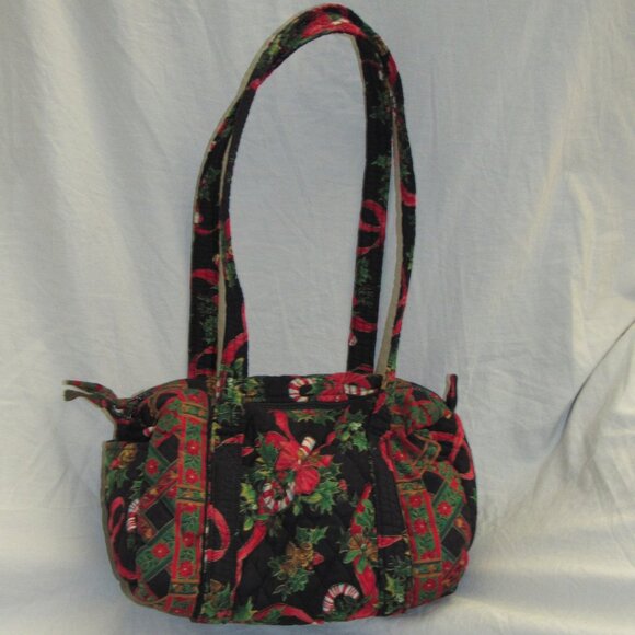 Vera Bradley Handbags - Vtg 90s Vera Bradley Indiana Noel 93 Christmas Candy Cane Holly Mini Duffle Bag